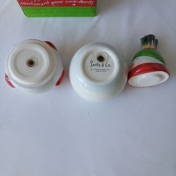 Hallmark Stackable Christmas Snowman Salt & Pepper Shakers Toothpick Holder NIB - Picture 4 of 6